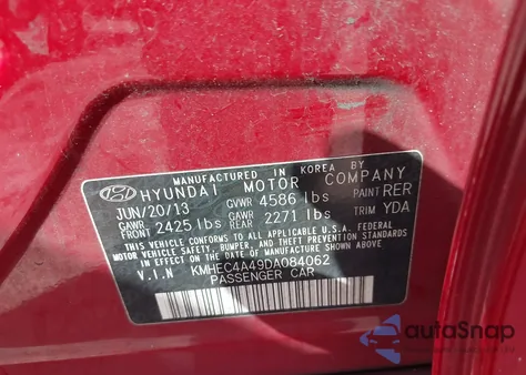 2013 Hyundai Sonata Hybrid Limited from USA, damaged, VIN KMHEC4A49DA084062